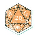 distressed sticker tattoo style icon of a d20 dice Royalty Free Stock Photo