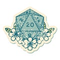 distressed sticker tattoo style icon of a d20 Royalty Free Stock Photo