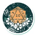 distressed sticker tattoo style icon of a d20 Royalty Free Stock Photo