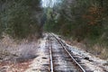 distressed unused abandoned damaged history rural train tracks transportation railway countryside transport rails forest danger