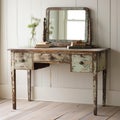 Rustic Charm Of Vintage Vanity Table With Natural Grain Royalty Free Stock Photo
