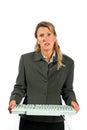 Distressed woman with keyboard Royalty Free Stock Photo