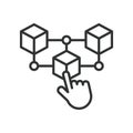 Distributed computing, icon in line design. Distributed computing, cloud computing, distributed system on white
