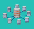 Distributed data storage flat isometric vector 3d