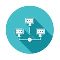 distributed database icon in Flat long shadow style