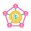 distributed ledger decentralized application color icon vector illustration
