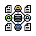 distributed ledger decentralized application color icon vector illustration