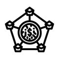 distributed ledger decentralized application line icon vector illustration