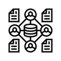 distributed ledger decentralized application line icon vector illustration