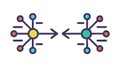 Distributed Network: Interconnected Nodes Data Flow, vector design Generative AI Royalty Free Stock Photo