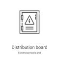 distribution board icon vector from electrician tools and elements collection. Thin line distribution board outline icon vector