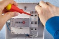 Distribution board with single phase energy meter Royalty Free Stock Photo