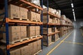 Distribution center racks filled with packages, ready for global transport