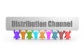 Distribution Channel word on a banner hold by group of puppets Royalty Free Stock Photo