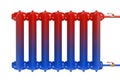 Distribution of heat flow in the cast iron heating radiator