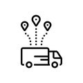 Black line icon for Distribution, delivery and location