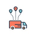 Color illustration icon for Distribution, delivery and location