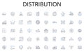 Distribution line icons collection. Collaboration, Diversity, Productivity, Communication, Efficiency, Motivation