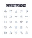 Distribution line icons collection. Dispensation, Allotment, Delivery, Allocation, Apportionment, Provisioning, Supply Royalty Free Stock Photo