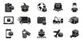 Distribution and Logistic Silhouette Icon Set. Cargo Fast Delivery Glyph Pictogram. Parcel Package, Express Royalty Free Stock Photo