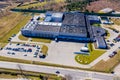 Distribution logistics building parking lot - aerial view Royalty Free Stock Photo