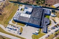 Distribution logistics building parking lot - aerial view Royalty Free Stock Photo