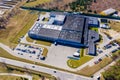 Distribution logistics building parking lot - aerial view Royalty Free Stock Photo