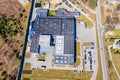 Distribution logistics building parking lot - aerial view Royalty Free Stock Photo