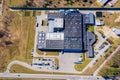 Distribution logistics building parking lot - aerial view Royalty Free Stock Photo