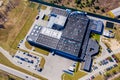 Distribution logistics building parking lot - aerial view Royalty Free Stock Photo