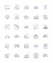 Distribution management line icons collection. Logistics, Delivery, Transport, Warehousing, Fulfillment, Inventory