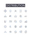 Distribution line icons collection. D, Rendering, Augmented, Virtual, Prototyping, Simulation, Modeling vector and Royalty Free Stock Photo
