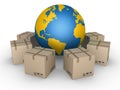 Distribution of parcels all over the world Royalty Free Stock Photo