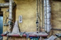 Distribution pipes in the boiler room Royalty Free Stock Photo