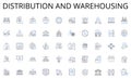 Distribution and warehousing line icons collection. Militant, Combat, Battalion, Troop, Warfare, Battalion, Army vector