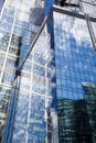 District of business centers. Glass skyscrapers facade. Architecture background