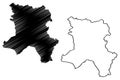 District of Ferizaj Republic of Kosovo and Metohija, Districts of Kosovo, Republic of Serbia map vector illustration, scribble