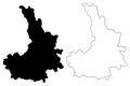 District of Pristina Republic of Kosovo and Metohija, Districts of Kosovo, Republic of Serbia map vector illustration, scribble