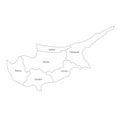 Districts of Cyprus. Map of regional country administrative divisions. Colorful vector illustration