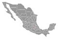 Distrito Federal red highlighted in map of Mexico