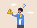 Distrust or trouble concept. Attention or challenge ahead. Concern or doubt to make decision, worried for problem or Royalty Free Stock Photo