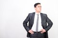 Distrustful man in suit Royalty Free Stock Photo