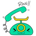 Disturbed face phone rings loudly, doodle icon image kawaii