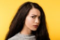 Disturbed scared watchful wary emotional girl Royalty Free Stock Photo