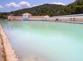 A disused and abandoned hydrotherapy facility with a thermal water pool at the Methana spa resort in the Peloponnese in Greece