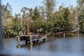 Disused oil transfer jetty in Barataria Bayou