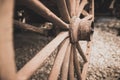 Disused old cart wheel closeup Royalty Free Stock Photo