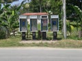 Disused pay phone booths, Norman Manley Boulevard, Negril, Westmoreland, Jamaica Caribbean West Indies