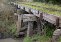 Disused railway timber trestle crossing over a water chanel in Dalton Victoria