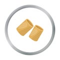 Ditalini pasta icon in cartoon style isolated on white background. Types of pasta symbol